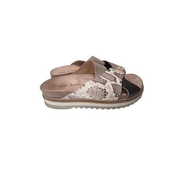 Laura Bellariva Womens Snake Print Cross-Strap Platform Sandals Size 39 Made In - Picture 3 of 6
